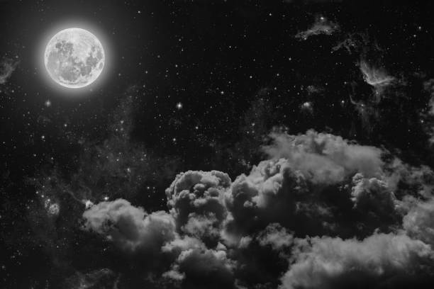 backgrounds night sky with stars and moon and clouds. Elements of this image furnished by NASA