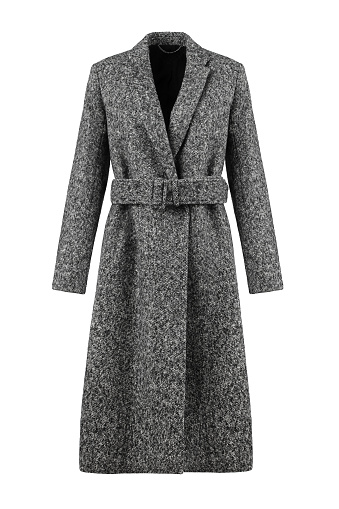 Elegante abrigo de mujer de lana gris photo