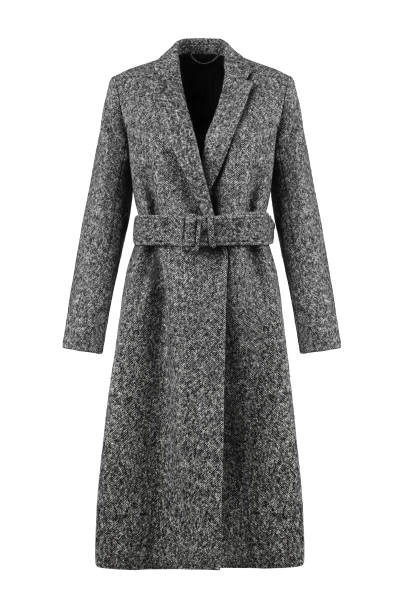 Elegant Grey Wool Women's Coat