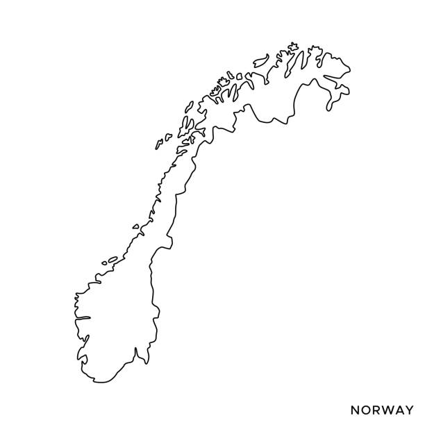 illustrazioni stock, clip art, cartoni animati e icone di tendenza di modello di progettazione illustrazione stock vettoriale mappa norvegese. tratto modificabile. - map of norway