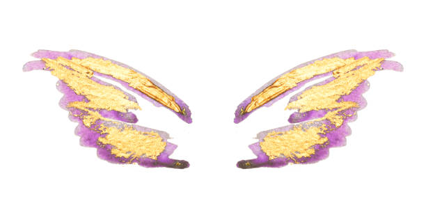 istock Abstract golden and pink hand painted wings on white background 1277717849