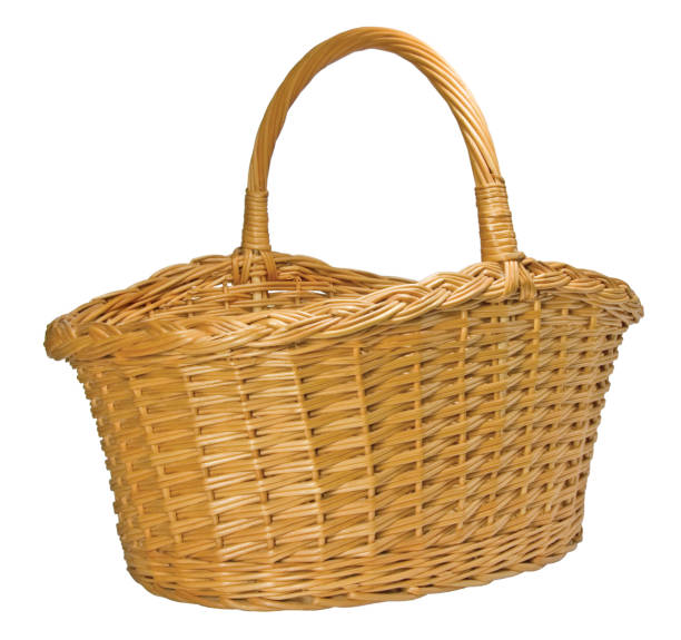 istock Half-Split Splint Willow Wicker Basket, Vibrant Beige Tan, Isolated Large Detailed Macro Closeup 1277717967