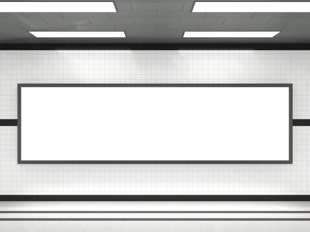 istock Subway advertising light box Large blank billboard Banner signage mock up display Modern interior 3d render 1277718373