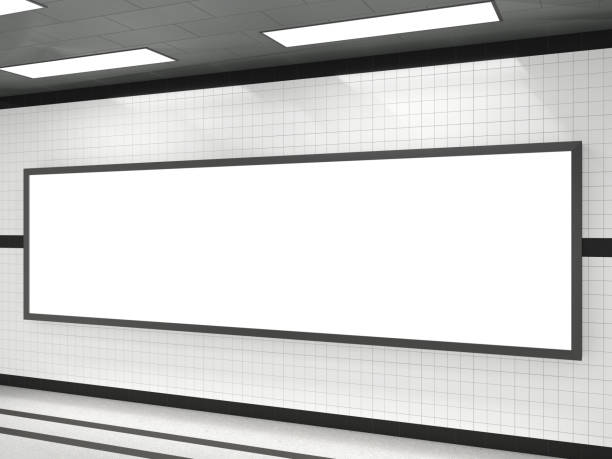 istock Subway advertising light box Large blank billboard Banner signage mock up display Modern interior 3d render 1277719028