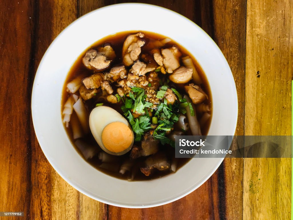 GuayJap or Chinese roll noodle soup in Thailand. Backgrounds Stock Photo