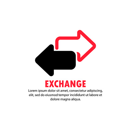 Exchange icon. Black direction arrows for transfer, sync, migration data. Vector on isolated white background. EPS 10.