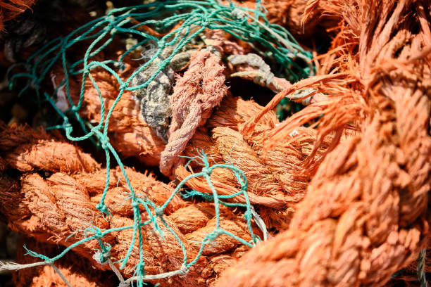 istock Orange fishing rope and nets. 1277719631