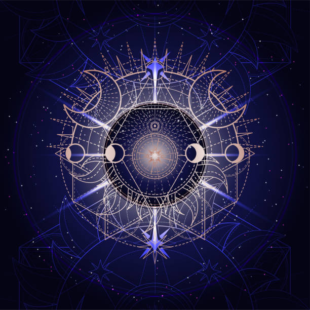 istock Vector illustration of Sacred geometry symbol on abstract background. 1277722298