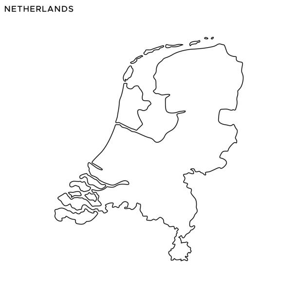 stockillustraties, clipart, cartoons en iconen met de ontwerpsjabloon voor de illustratie van de kaart van nederland. bewerkbare lijn. - nederland