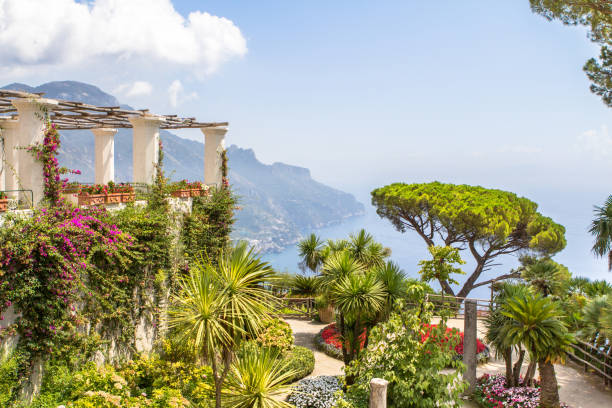 Garden of the villa Rufolo, Amalfi coast, Ravello, Italy stock photo