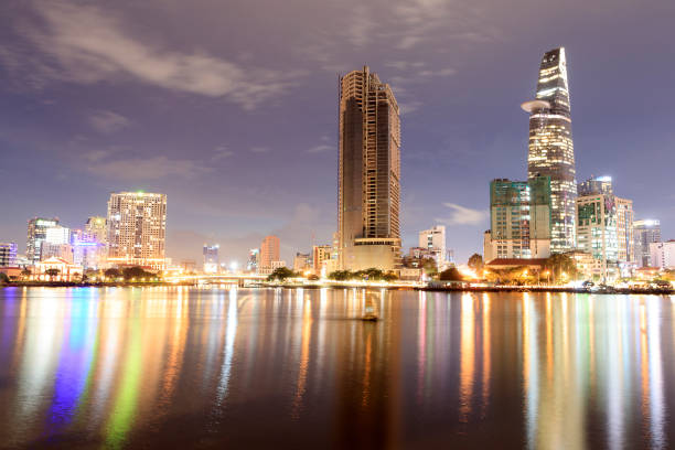 istock Artwork: Ho Chi Minh city skyline aerial panoramic view at night. 1277725469