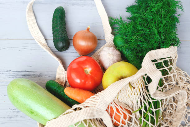 istock Package-free shopping. Eco friendly bag with vegetables. Zero waste 1277728334