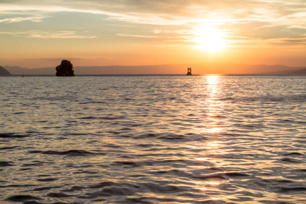 Geneva lake sunset in Switzerland