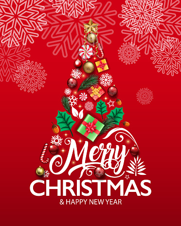 Drawn of vector Christmas gift tree sign. This file of transparent and created by illustrator CS6.
