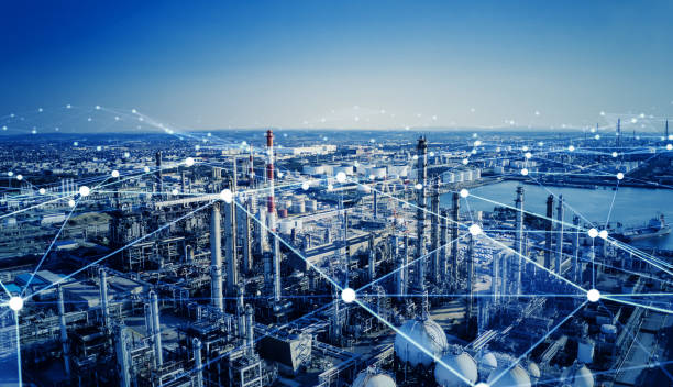 istock Industrial technology concept. Communication network. INDUSTRY 4.0. Factory automation. 1277730699