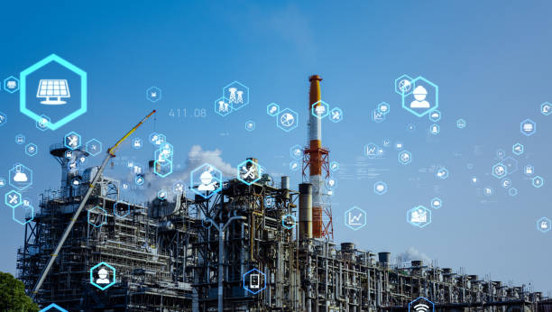 istock Industrial technology concept. Communication network. INDUSTRY 4.0. Factory automation. 1277730730