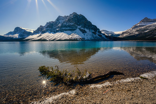 Beautiful autumn landscape scene in mountain in background in Banff National Park west Canada