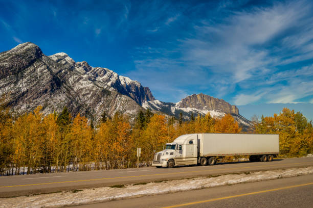 istock Trans Canada highway, Alberta travel destination in autumn 1277734490