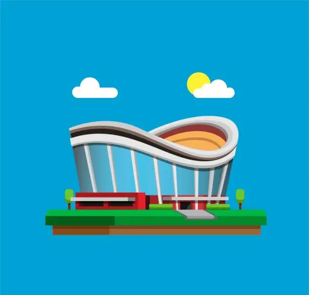 Vector illustration of Sport arena stadium building in day concept in flat cartoon illustration vector