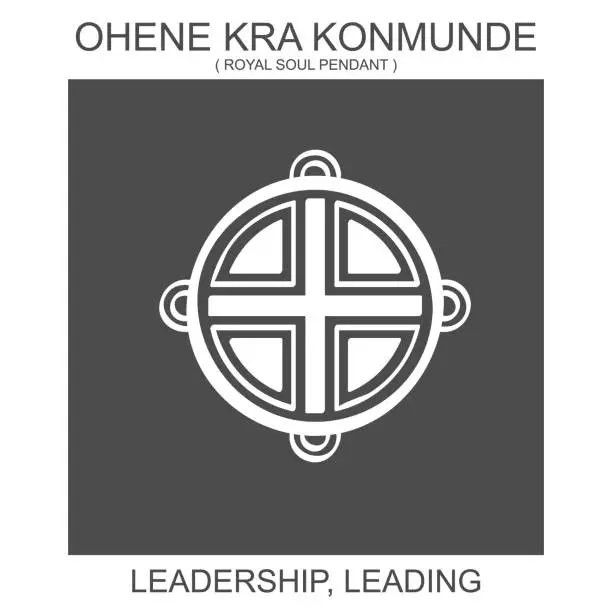 Vector illustration of icon with african adinkra symbol Ohene Kra Konmunde. Symbol of leadership and leading