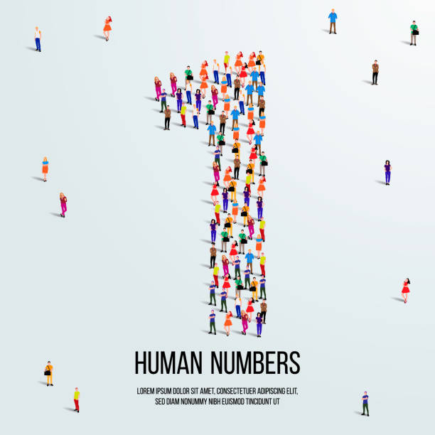 istock large group of people form to create number 1 or one. people font or number. vector illustration of number 1. 1277740793