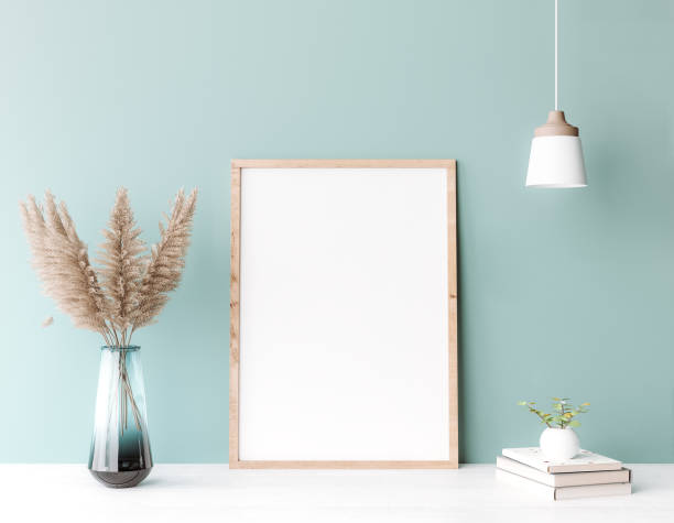 istock mock up poster frame in modern interior green background, Scandinavian style 1277741143