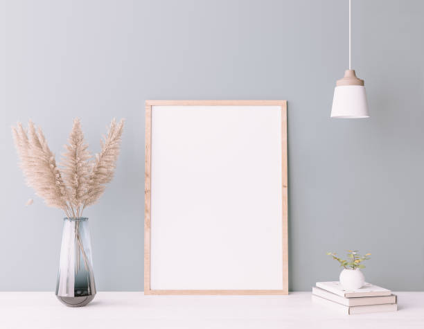 istock mock up poster frame in modern interior gray background, Scandinavian style 1277741265