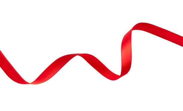 шелковая красная волнистая лента изолирована на белом фоне вектора реалистичной иллюстрацией. элемент праздничного украшения. новый год, � - red ribbon stock illustrations