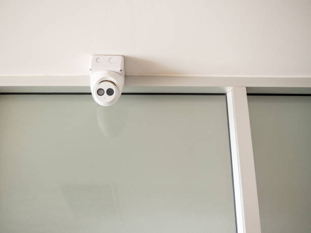 istock CCTV is located on the wall under the white ceiling. 1277746615