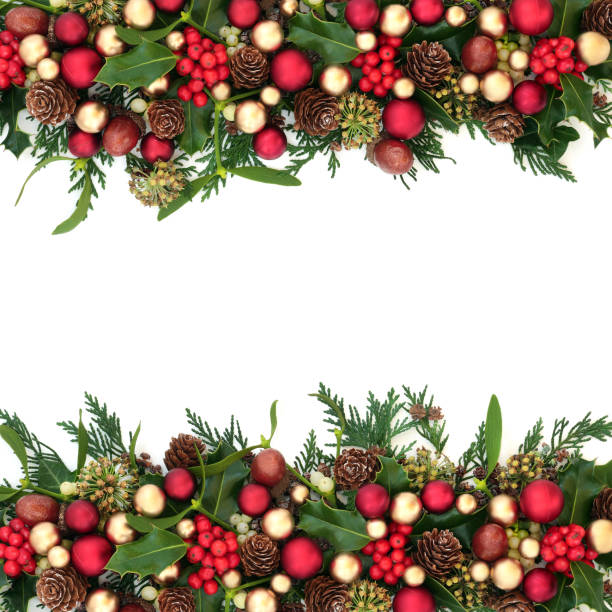 istock Christmas Baubles and Winter Greenery Border 1277746668
