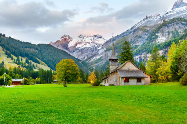 istock Kandersteg church, sunset mountains, Switzerland 1277746717