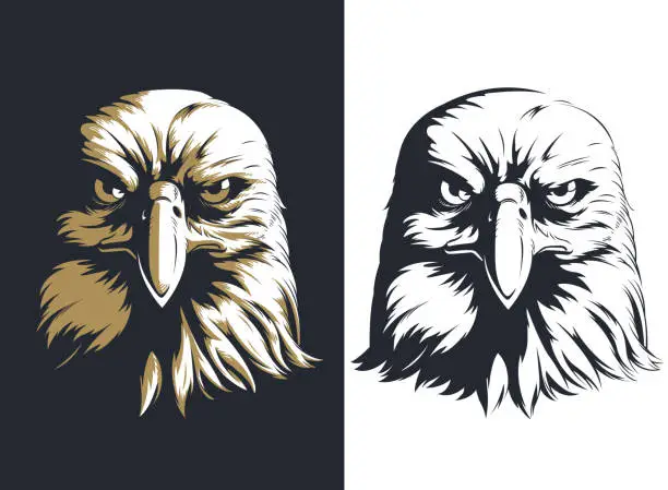 Vector illustration of Silhouette eagle head front isolated vector logo icon illustration mascot badge