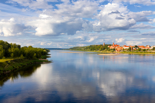 Holidays in Poland - view from the Vistula River to the medieval old town in Grudziadz with the characteristic 14th century fortified granaries