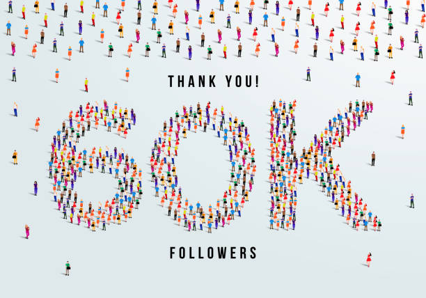 istock Thank you 60K or sixty thousand followers. large group of people form to create 60K vector illustration 1277752213