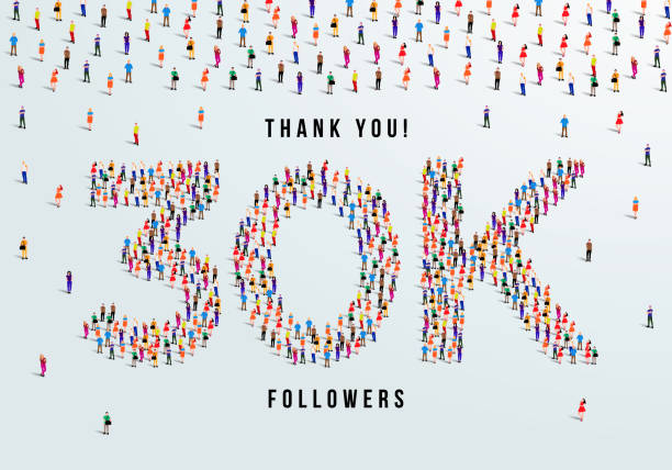 istock Thank you 30K or thirty thousand followers. large group of people form to create 30K vector illustration 1277752266