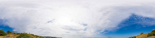 istock sky part of panorama on overcast day with clouds, without ground, for easy use in 3D graphics and composites in aerial spherical panoramas as a sky dome 1277755783