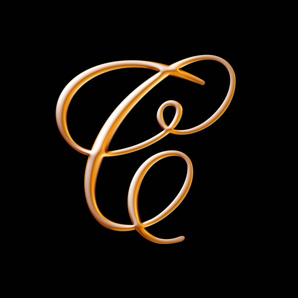 istock Golden alphabet, embossed letter c, 3d illustration 1277760279