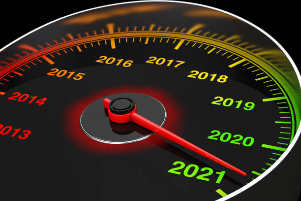 istock Conceptual 2021 New Year Speedometer. 3d Rendering 1277760327