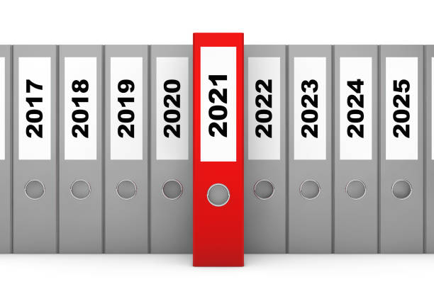istock Office Folders with New Year 2021 Sign. 3d Rendering 1277760331