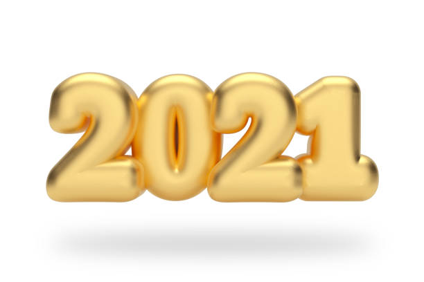 istock New 2021 Year Golden Inflated Bubble Sign. 3d Rendering 1277760480