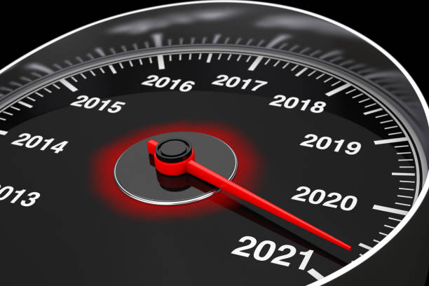 istock Conceptual 2021 New Year Speedometer. 3d Rendering 1277760656