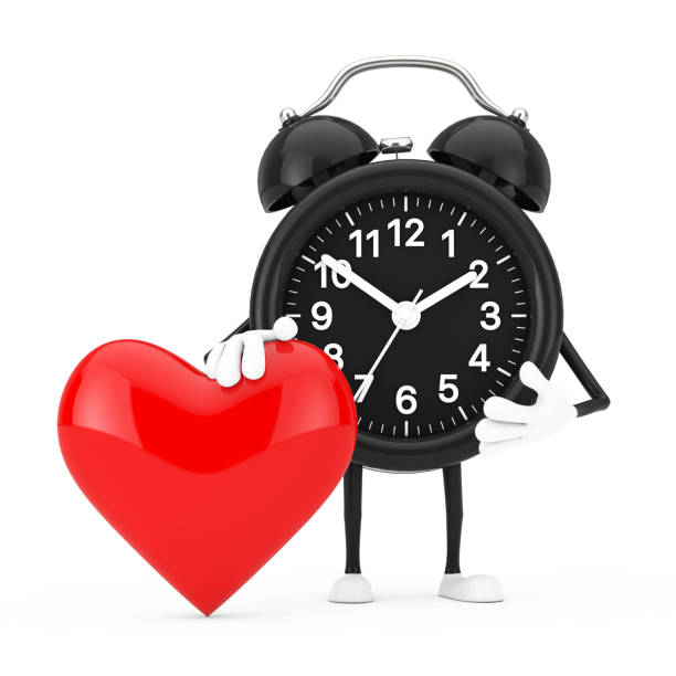 istock Alarm Clock Character Mascot with Red Heart. 3d Rendering 1277760743