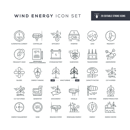 29 Wind Energy Icons - Editable Stroke - Easy to edit and customize - You can easily customize the stroke with