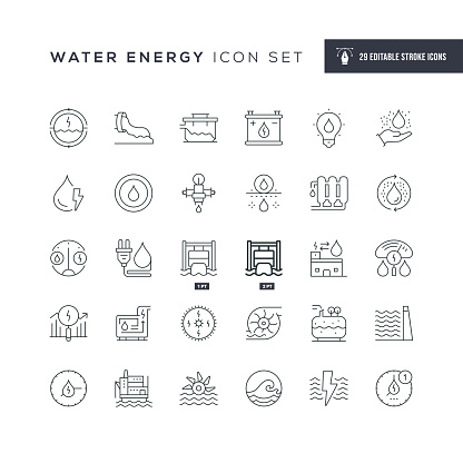 29 Water Energy Icons - Editable Stroke - Easy to edit and customize - You can easily customize the stroke with