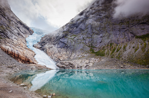 Vestland county, Norway. Briksdal Glacier at Jostedalsbreen National Park.