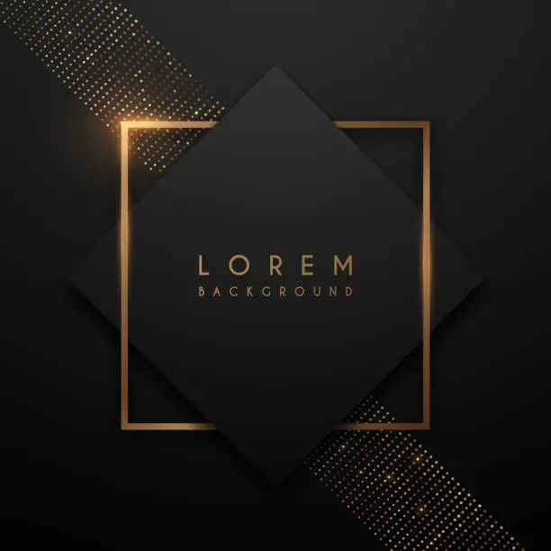 Vector illustration of Luxury black and gold square background