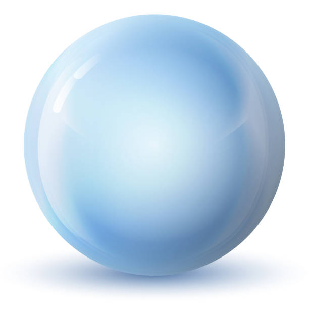 istock Glass blue ball or precious pearl. Glossy realistic ball, 3D abstract vector illustration highlighted on a white background. Big metal bubble with shadow. 1277767175