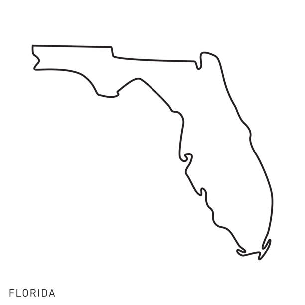 Florida - States of USA Outline Map Vector Template Illustration Design. Editable Stroke. Florida - States of USA Outline Map Vector Template Illustration Design. Editable Stroke. Vector EPS 10. florida us state stock illustrations