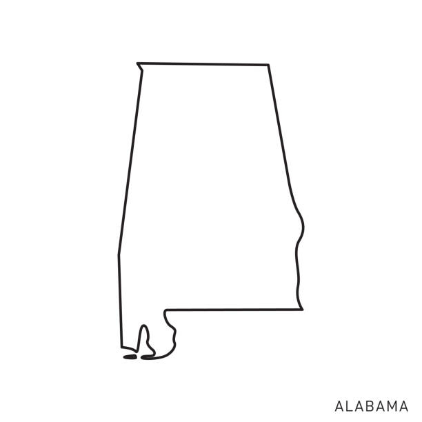 阿拉巴馬州 - 美國州大綱地圖向量範本插圖設計。可編輯描邊。 - alabama 幅插畫檔、美工圖案、卡通及圖標
