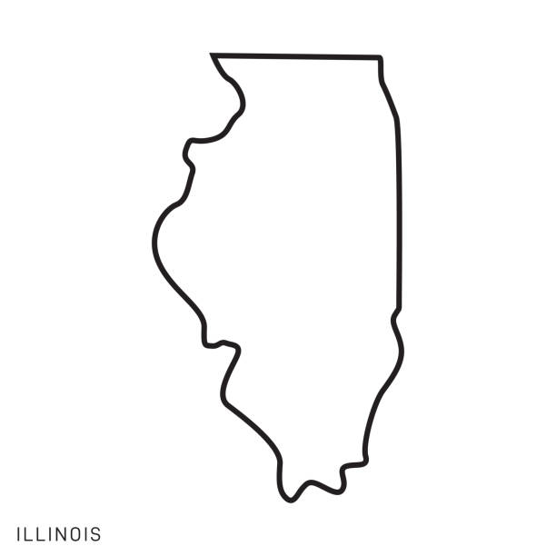 illustrazioni stock, clip art, cartoni animati e icone di tendenza di illinois - states of usa outline map vector template illustration design. tratto modificabile. - illinois